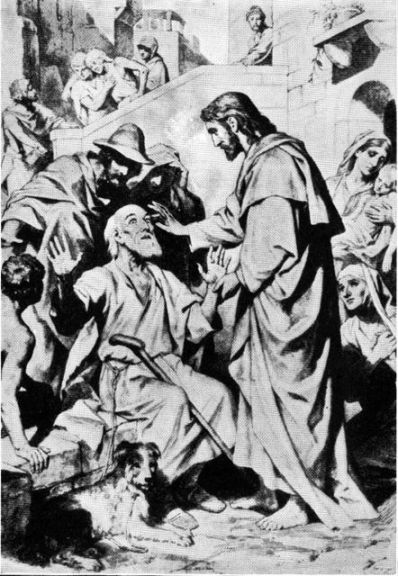 Jesus heals an blind beggar by the road Luke 18:35-43