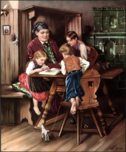 Father and children around a table Psalm 128:3